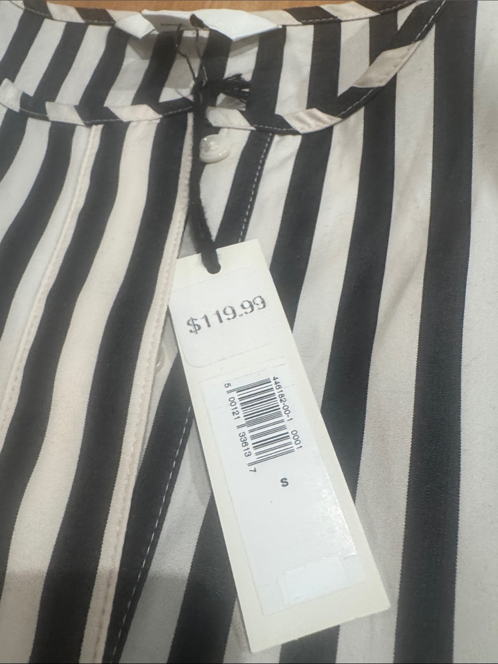 Banana Republic Black & White Vertical Stripe Long Sleeve Dress - Picture 5 of 7